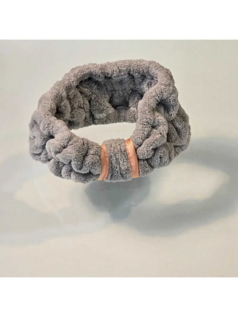 Gray Plush Terry Cloth Microfiber Headband Skin Care Makeup Hair Management Spa